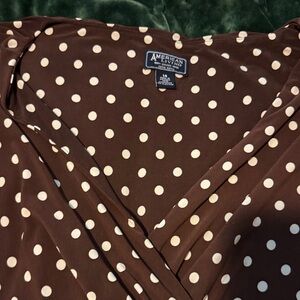 American Living Chocolate Brown Dress with Cream Dots